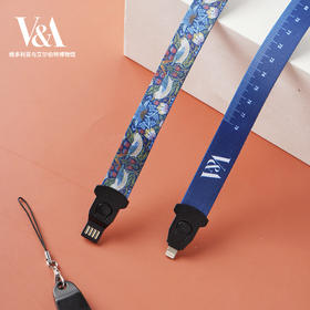 V&A博物馆莫里斯莓小偷玫瑰系列苹果typec创意多功能挂绳数据线