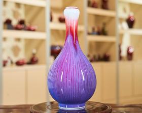 彩色丝毛釉蒜头瓶