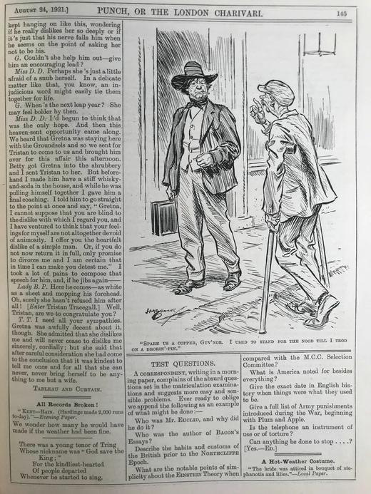 1921年7-12月 英国讽刺漫画杂志《笨拙》（含多幅彩色） 漆布精装16开 商品图11