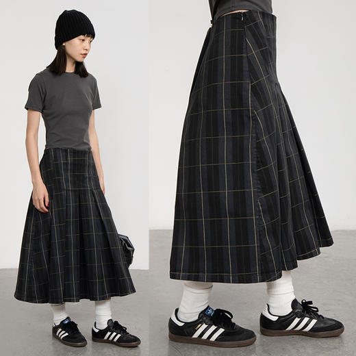 CryingCenter 英伦格仔斯文百褶裙半身裙 正反可穿 哭喊中心 商品图1