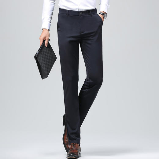 【冰丝凉爽弹力裤】罗蒙夏季男式西裤舒适透气纯色简约百搭西裤男 商品图8