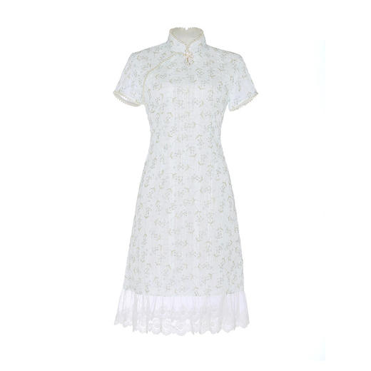 中长款雪纺印花双层旗袍 小清新少女款旗袍连衣裙JQZ-617 商品图4