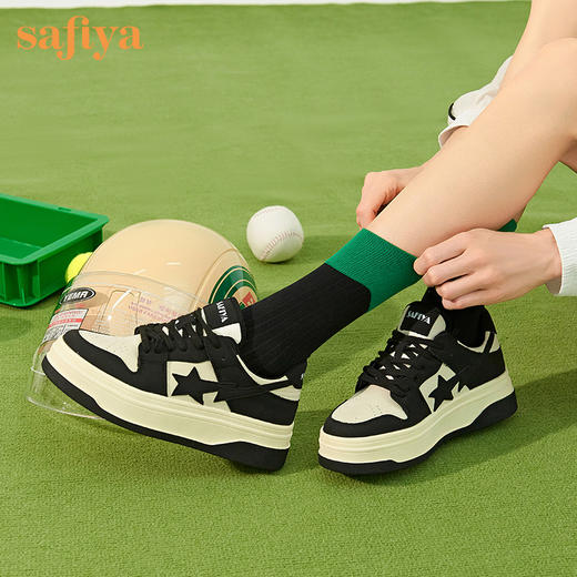 Safiya索菲娅新潮黑白熊猫流星板鞋2022秋新款学院风休闲鞋SF23112062 商品图3