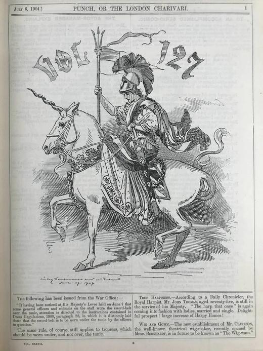 1904年7-12月 英国讽刺漫画杂志《笨拙》 数百幅插图 漆布精装16开 商品图3