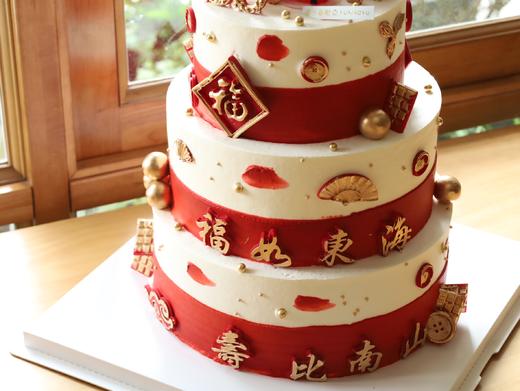 三层老人祝寿（图片是10+8+6）（拍下联系客服选择口味哦） 商品图2