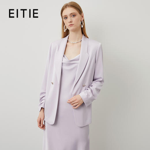 EITIE爱特爱秋季新款温柔通勤气质休闲紫色直筒显瘦西装外套C2203004 商品图0