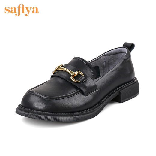 索菲娅复古英伦风柔软牛皮马衔扣乐福鞋2022秋新款小皮鞋SF23112021 商品图1