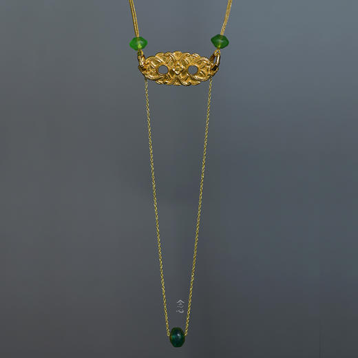 项链 | 古绿琉璃雕花牌卷草纹项链 商品图2