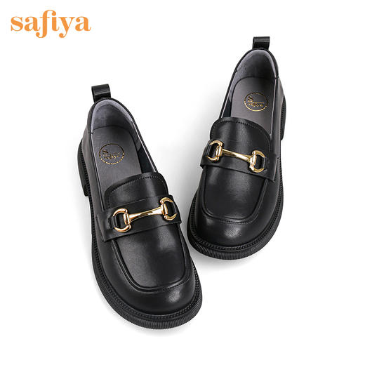 索菲娅复古英伦风柔软牛皮马衔扣乐福鞋2022秋新款小皮鞋SF23112021 商品图6