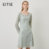 EITIE爱特爱秋季新款温柔气质方领收腰a字中裙绣花蕾丝连衣裙C2207034 商品缩略图0
