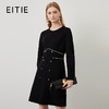 EITIE爱特爱秋季新款时尚撞色腰封设计通勤显瘦黑色连衣裙C2207012 商品缩略图0