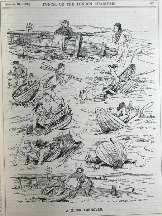 1921年7-12月 英国讽刺漫画杂志《笨拙》（含多幅彩色） 漆布精装16开 商品图12