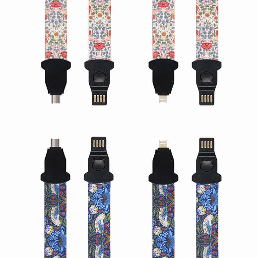 V&A博物馆莫里斯莓小偷玫瑰系列苹果typec创意多功能挂绳数据线 商品图4