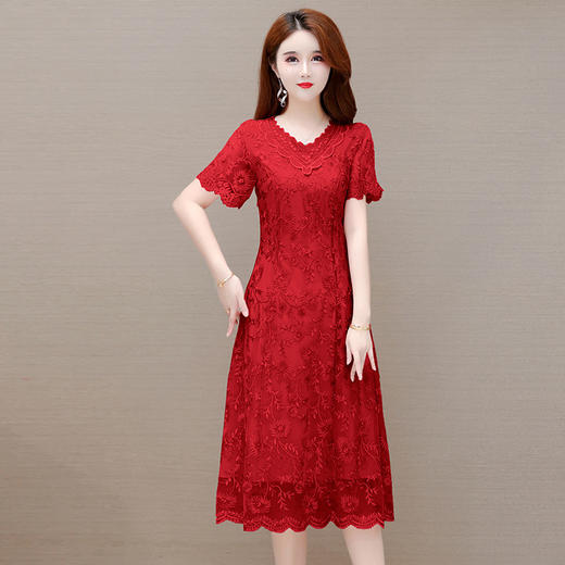 YWE WP18759连衣裙中长款气质高档洋气蕾丝刺绣 商品图1