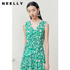 NEELLY纳俪商场同款气质V领碎花连衣裙女无袖度假风长裙收腰A字裙 商品缩略图0