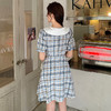 P&X设计师女装 2022夏季新款 梭织连衣短裙通勤黄蓝格 822208811B 商品缩略图4