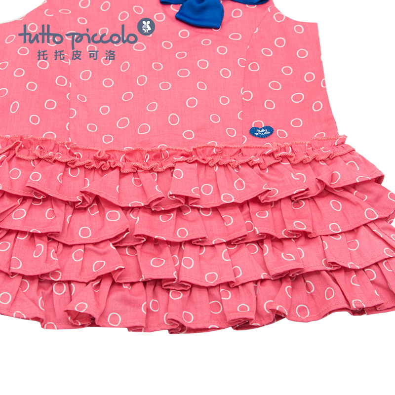 女童春夏粉色圆圈连衣裙
