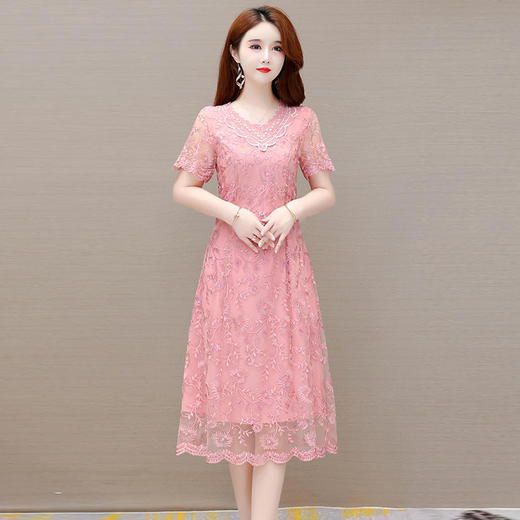 YWE WP18759连衣裙中长款气质高档洋气蕾丝刺绣 商品图3