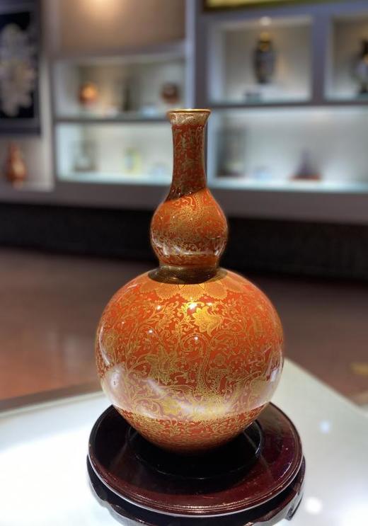 辣椒红龙纹葫芦瓶 商品图0