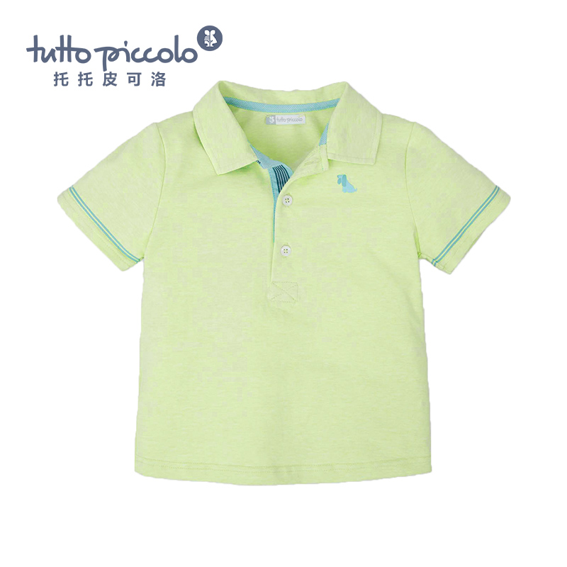 男童春夏绿色短袖Polo衫