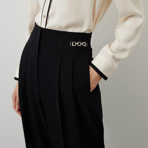 EITIE爱特爱秋季新款高腰显瘦黑色小脚铅笔裤休闲裤通勤百搭裤子C2205006 商品图1