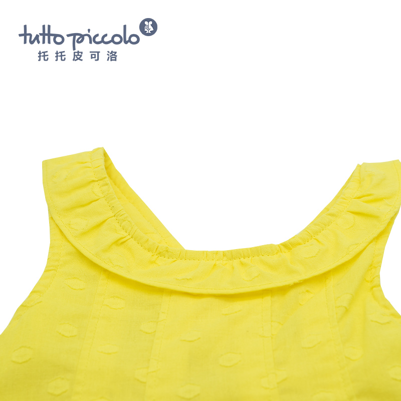 女童春夏黄色提花连衣裙