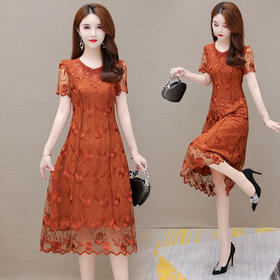 YWE WP18758减龄显白蕾丝刺绣中长款 连衣裙
