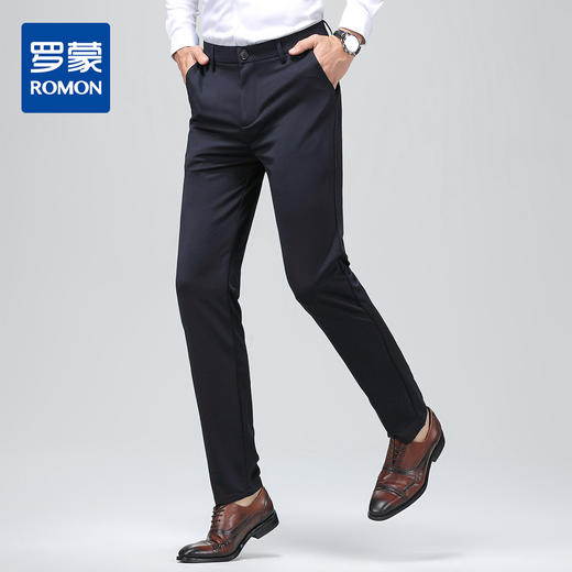【冰丝凉爽弹力裤】罗蒙夏季男式西裤舒适透气纯色简约百搭西裤男 商品图0
