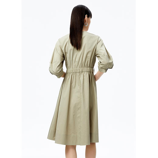 NEELLY纳俪商场同款连衣裙女气质V领七分袖收腰A字裙百搭通勤长裙N22071Y01017 商品图4