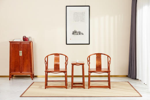 红桥红 家具严选  缅甸花梨(大果紫檀） 【安思远 藤条垂手 圈椅 三件套】 商品图0