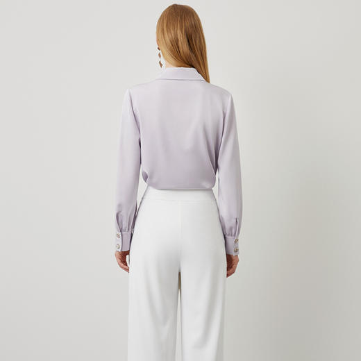 EITIE爱特爱秋季新款镂空翻领直筒显瘦通勤紫色气质衬衫上衣C2209008 商品图2