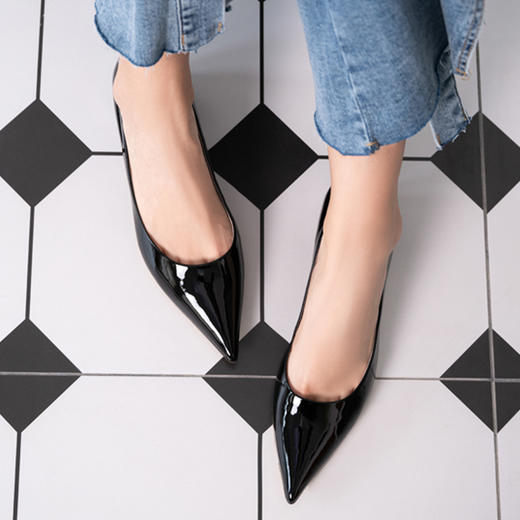 sheme真皮女鞋商务经典尖头低跟百搭时尚单鞋可定制 商品图2