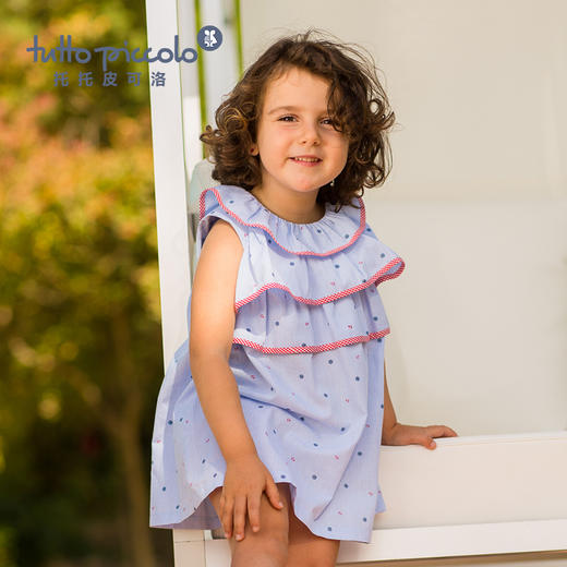 女童春夏蓝色条纹连衣裙 商品图2