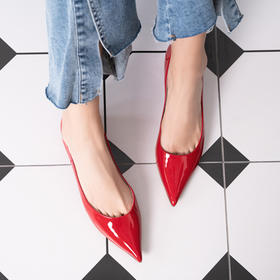 sheme真皮女鞋商务经典尖头低跟百搭时尚单鞋可定制