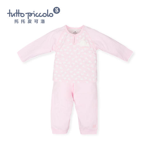 女童春夏粉色长袖套装 商品图0