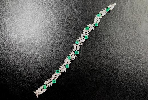 祖母绿月桂K金钻石手链戒指套装（戒指已售，可定制） 商品图5