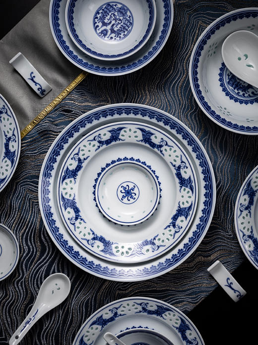 经典设计 DIY搭配 | 富玉陶瓷 青花玲珑瓷 孔雀系列餐具散件 商品图4