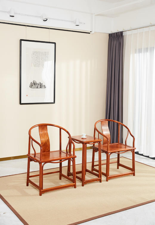 红桥红 家具严选  缅甸花梨(大果紫檀） 【安思远 藤条垂手 圈椅 三件套】 商品图1