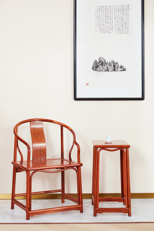 红桥红 家具严选  缅甸花梨(大果紫檀） 【安思远 藤条垂手 圈椅 三件套】 商品图2