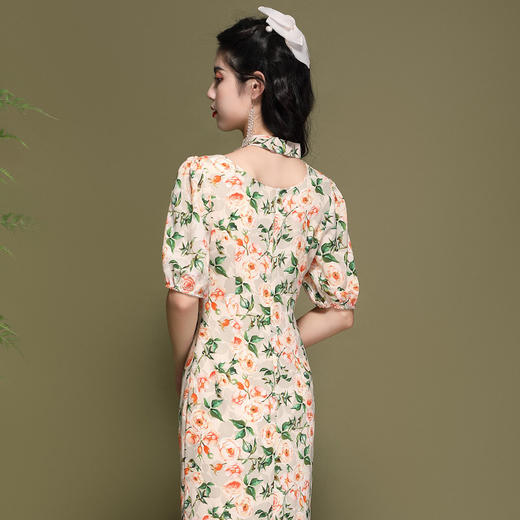 OY-220188国潮小清新夏季新款中国风碎花短袖连衣裙年轻改良旗袍款220188 商品图3