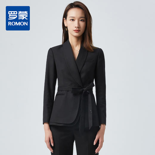 【上衣+裤子】罗蒙春季西服套装女士修身显瘦商务通勤职业西装两件套 商品图1