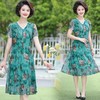 HY1972气质加肥加大中年女夏洋气连衣裙 商品缩略图0