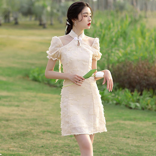 气质短款挂脖式旗袍 ，少女性感旗袍连衣裙 JQZ633 商品图3