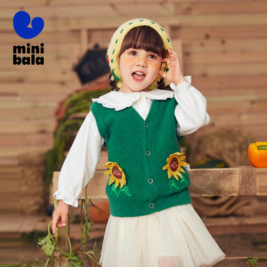 迷你巴拉男女童宝宝背心秋婴儿马甲针织毛衣开衫儿童马甲 商品图1