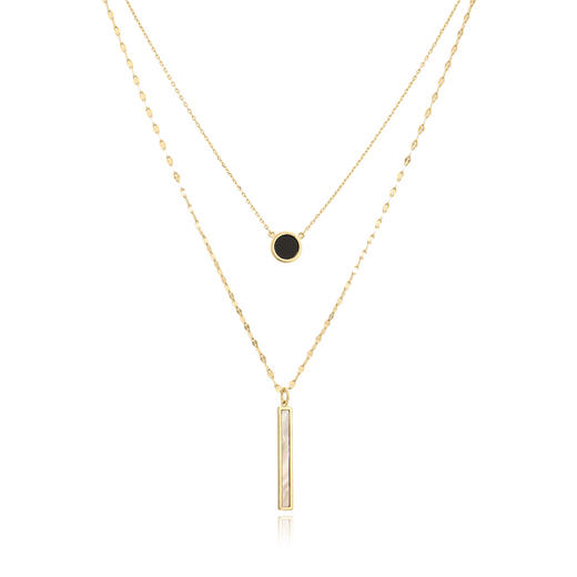 Oflye潮流饰品 S925通体银设计感细锁骨链女双层叠戴项链吊坠新款潮饰品 商品图4