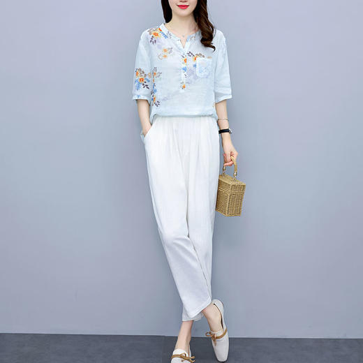 印花套装女夏季2022新款时尚休闲洋气两件套 RWQ1232 商品图3