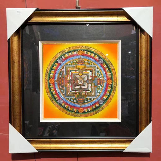 尼泊尔手工唐卡
纯手绘彩金六字真言坛城 商品图2