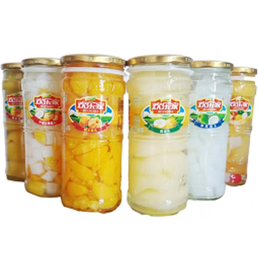 【9.9元/瓶】欢乐家黄桃/什锦水果罐头700g 商品图0