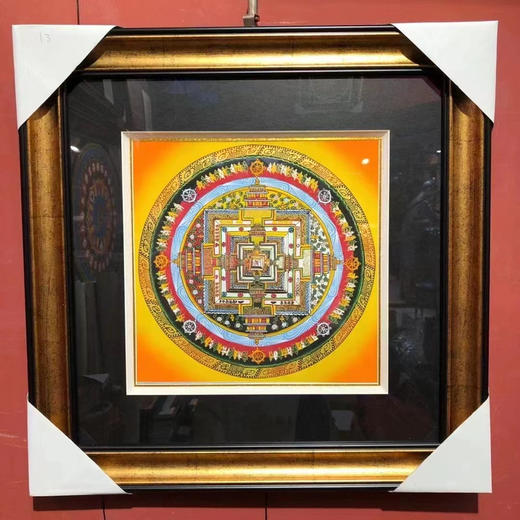 尼泊尔手工唐卡
纯手绘彩金六字真言坛城 商品图0