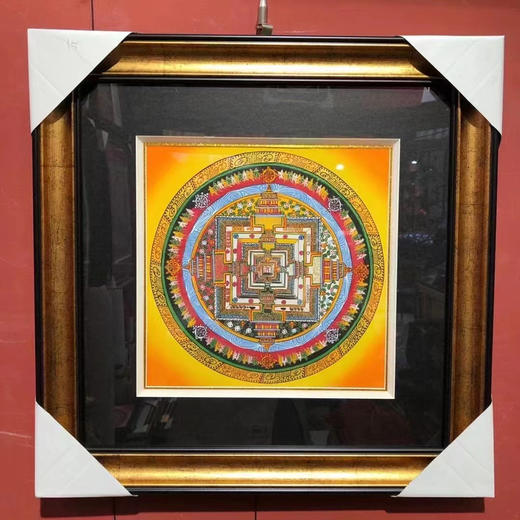 尼泊尔手工唐卡
纯手绘彩金六字真言坛城 商品图1